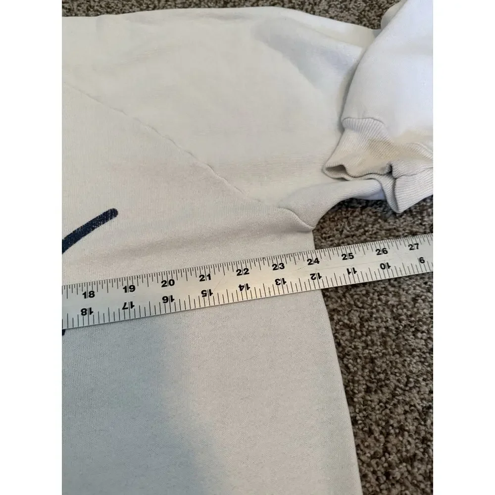 Vintage 90s Guess Jeans Sweatshirt White Blue Spell Out Cut Tag Measures A Lg/XL - Picture 7 of 7